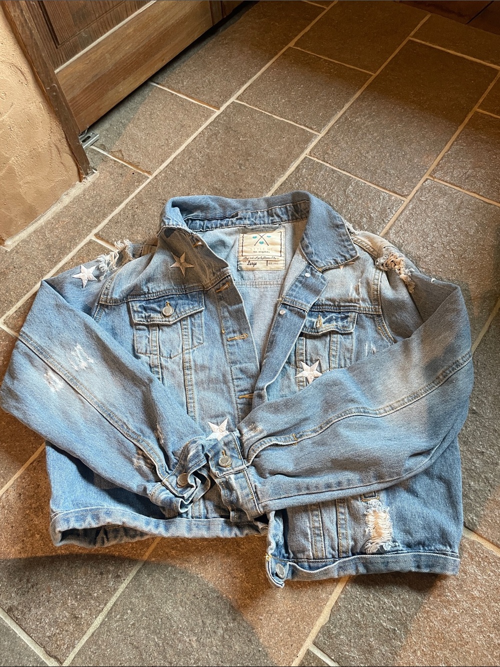 Embroidered Star Light Blue Women's Denim Jacket